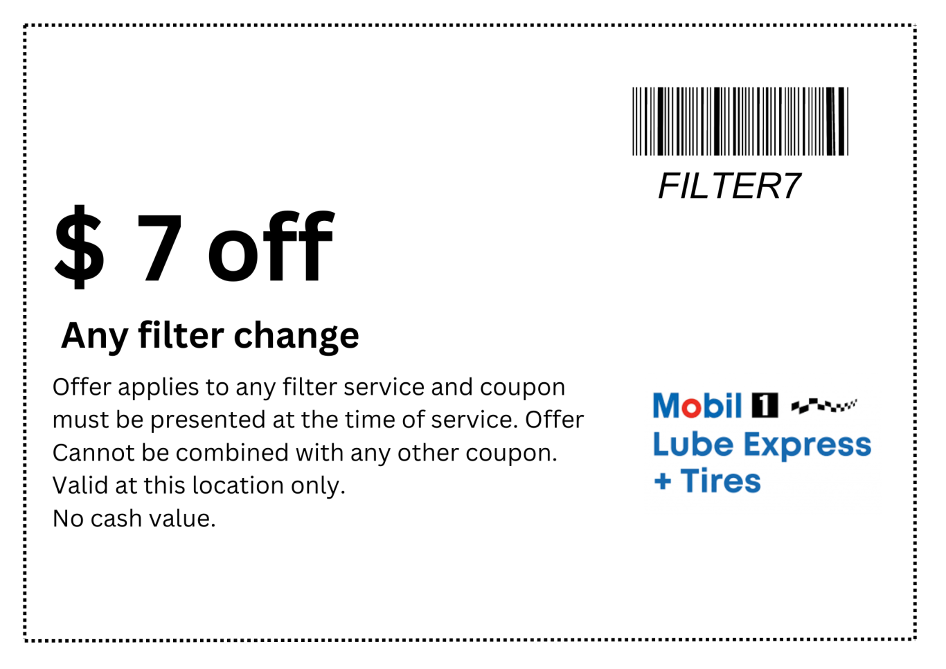 Any filter change discount coupon for Mobil 1 Lube Express Burnaby. 