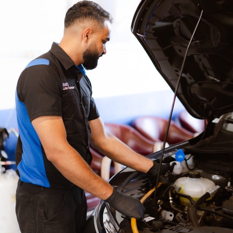 Car undergoing maintenance at Mobil 1 Lube Express Burnaby